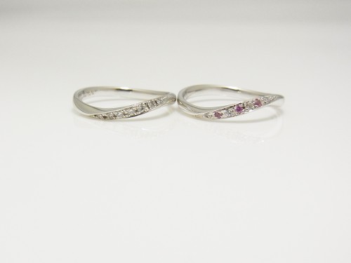 星の砂☆ピンクサファイアバージョン ファッションジュエリー 結婚指輪 - マリッジリング ブライダル 