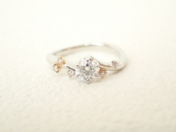 ラパージュ♪ピンクダイヤモデル♪梅の花 結婚指輪 - マリッジリング ブライダル 婚約指輪 - エンゲージリング 婚約指輪＆結婚指輪 - セットリング 